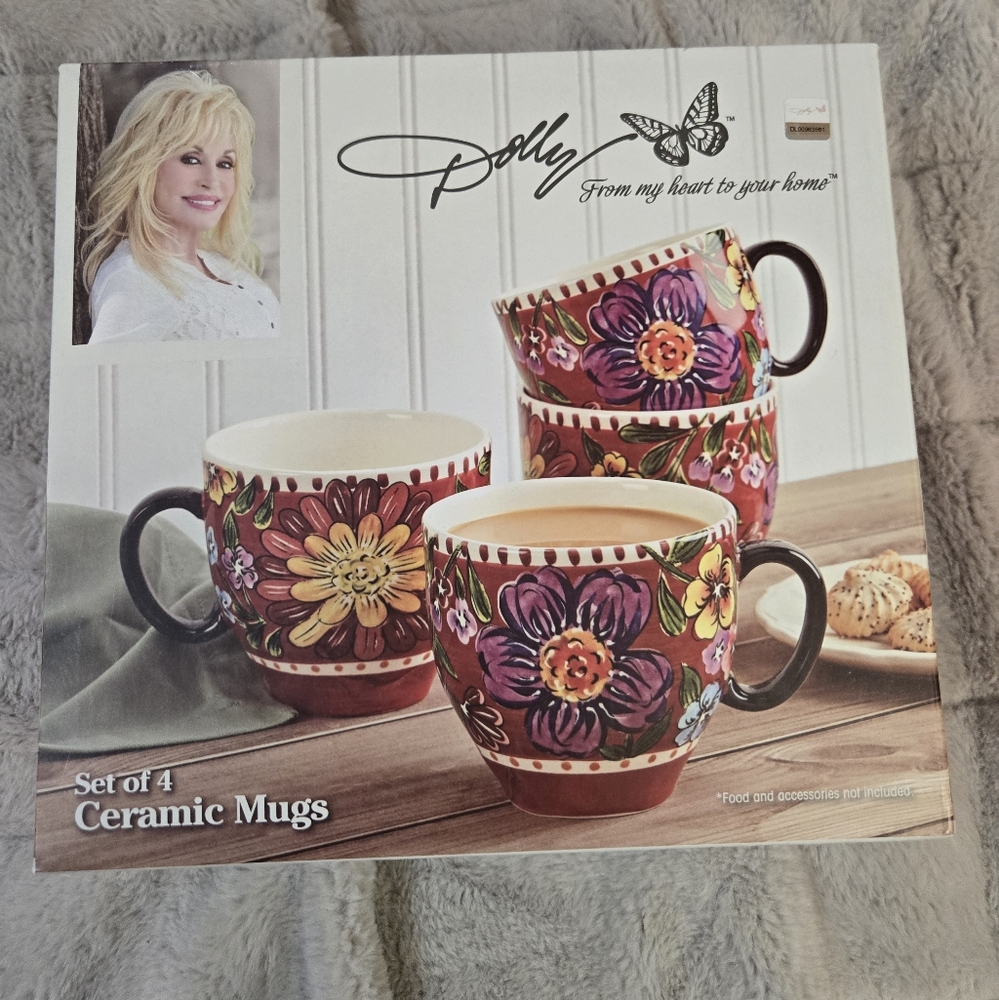 Floral Ceramic Mugs - Set of 4
